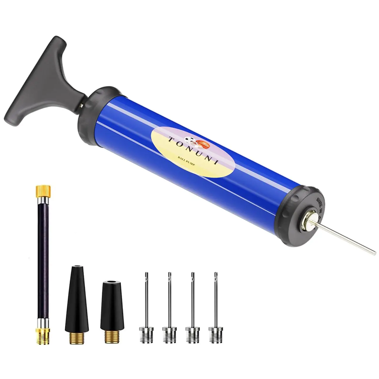 Portable Air Pump with Needle, Filling Nozzle, and Extension Hose for Sports Balls, Balloons Portable Air Pump with Needle, Filling Nozzle, and Extension Hose for Sports Balls, Balloons