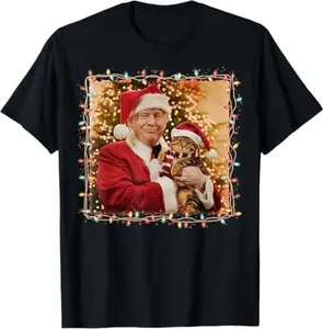 Funny Trump Christmas Santa Suit for Cat Lovers Xmas Pajamas T-Shirt