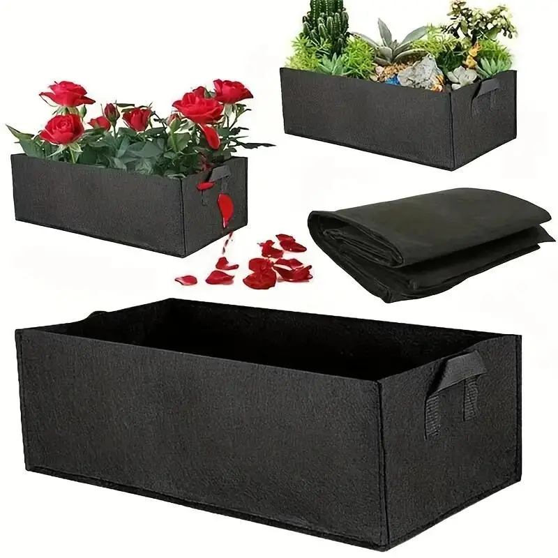 Square Garden Planting Bag, 3 Counts/set Lightweight Indoor & Outdoor Seedling Planting Bag with Grid Pattern, Easy To Assemble