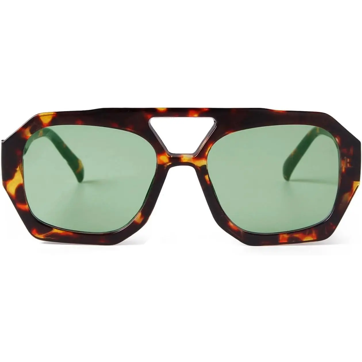 Retro Oversized Aviator Sunglasses Square Double Bridge UV400 Protection 2pack Women Gold Oversized Square Outdoor Sunglasses Brown  main image 3