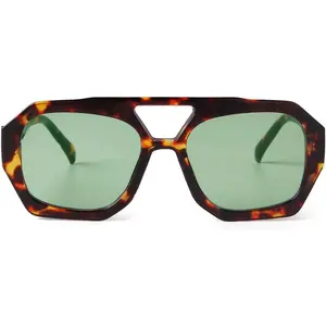 Trendy Designer Oversize Square Aviator Sunglasses Women Men,Retro 70s Hexagon Thick Double Bridge  Sunglasses