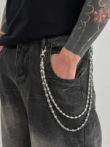 Unisex Fashion Trendy Double-Layer Pants Chain, Casual Hip-Hop Style Accessory, Perfect for Daily Wear, Stylish Men's and Women's Jewelry, Jewelry Accent