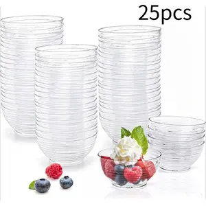 25 Pack Mini Dessert Bowls – Disposable Plastic Cups for Mousse, Pudding, Appetizers, Condiments & Snacks | Perfect for Parties, Catering, Sampling & Home Use