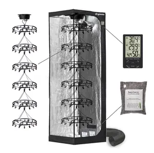 DryTents XL Rotating Herb Drying Tent With 6-Tier Spinning Chandelier, Hydrometer/Temperature Sensor, Air Purification Bags, And Light Proof Ducting For Efficient Drying