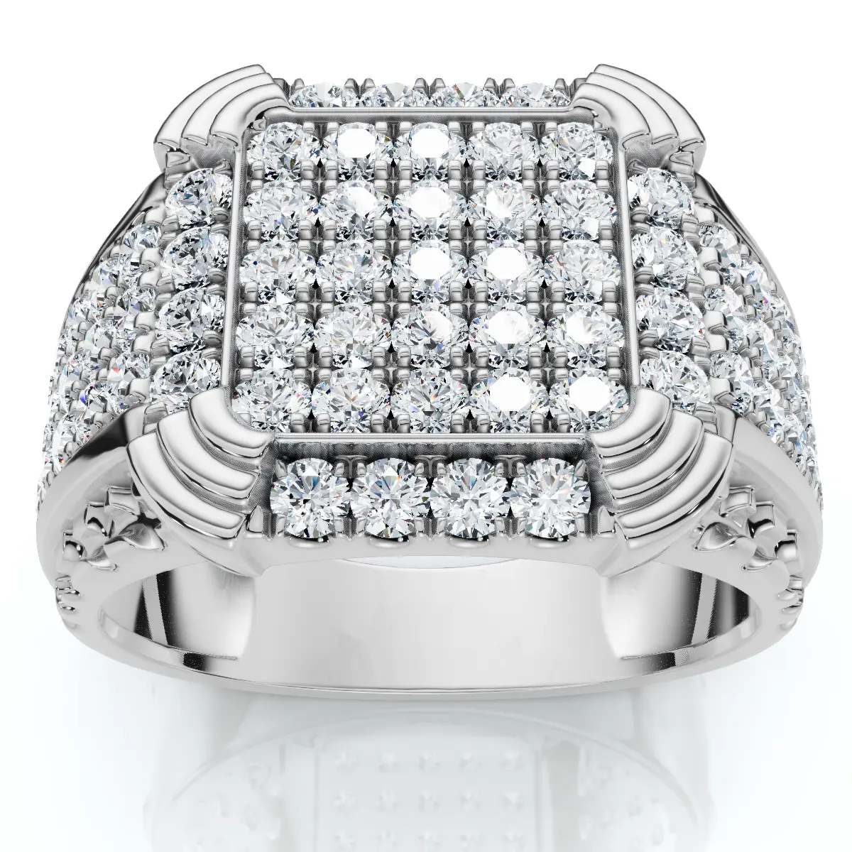 2Ct Men's Diamond Ring in 14k Gold Lab Grown