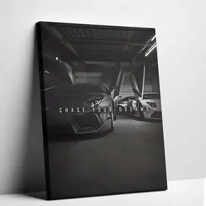 Unframed Chase Your Dreams Canvas Art Luxury Supercar Motivational Poster Entrepreneur Office Decor