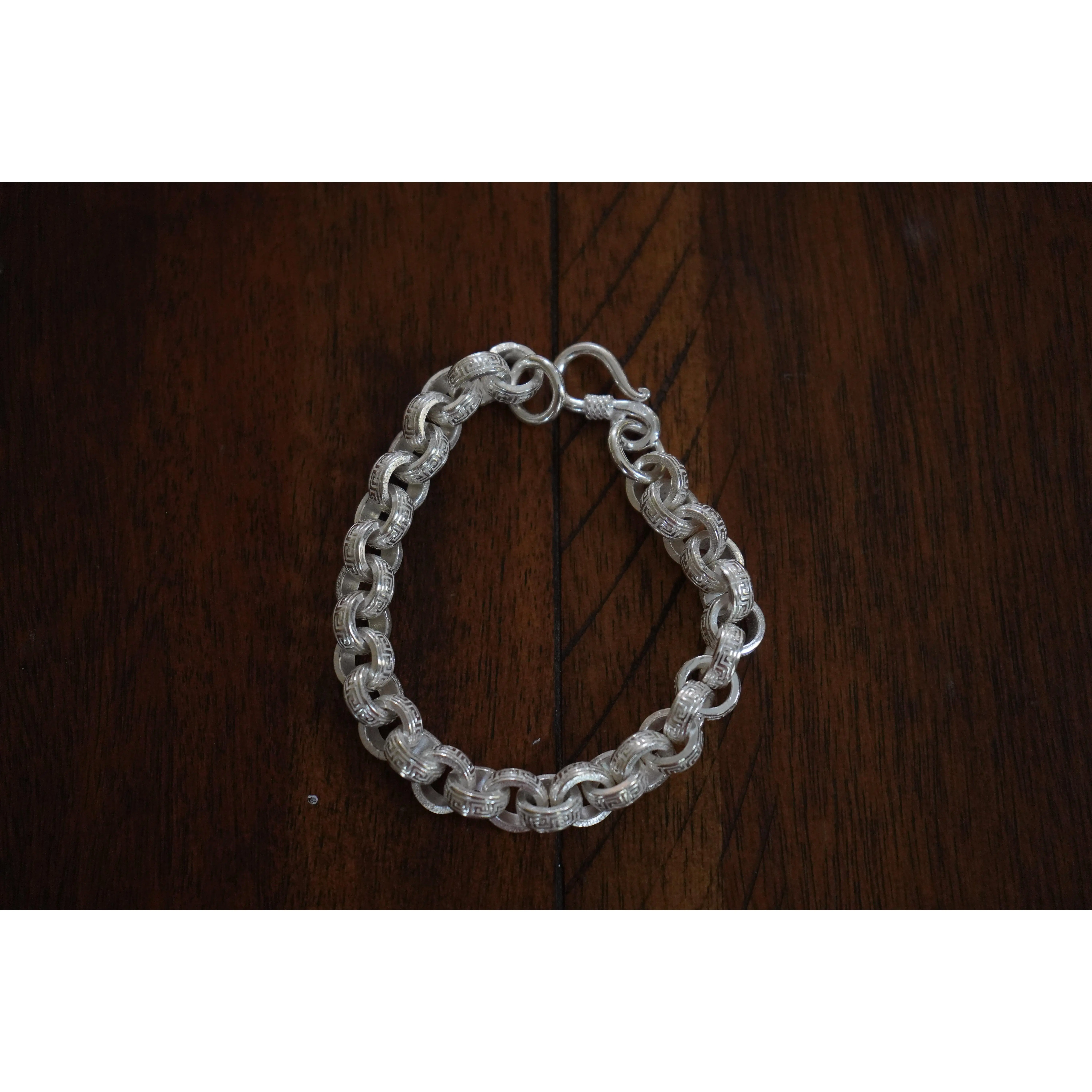 Unisex 999 Fine Silver Chain Bracelet, Hmong Durable and Versatile Chain Bracelet, Certified Pure Silver 999, Miao Silver Heritage, Silver Hand Chain, Ethnic Tribal Style, Mens Bracelet