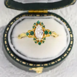 Unique Astraea Half Halo Marquise Moissanite Ring