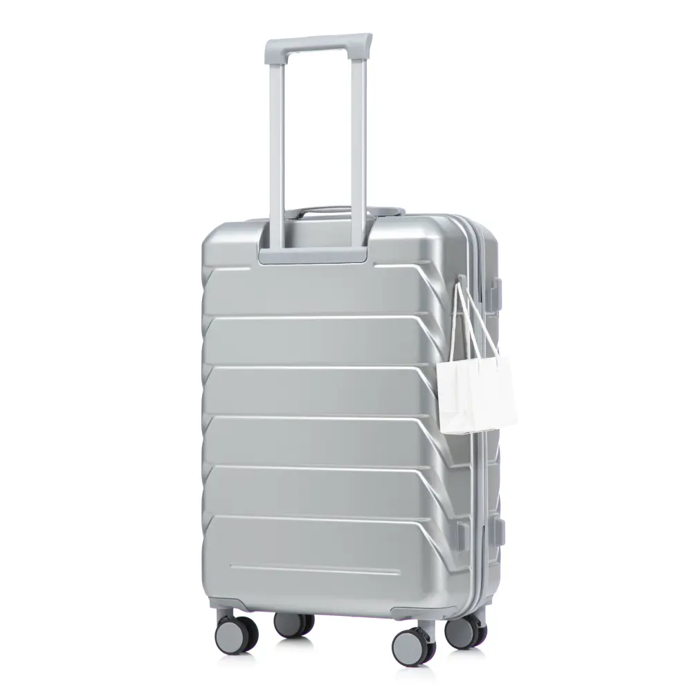 28 Inch ABS Hard Shell Large Travel Checked Luggage - Scratch Resistant Surface Four Multi-Directional Wheels,  With Combination Lock and Side Hooks .(Silver)