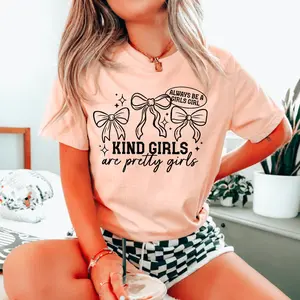 RTS KIND GIRLS ARE PRETTY GIRLS BOW SINGLE COLOR BLACK DTF DIRECT TO FILM transfers ADULT 10X12  12-C