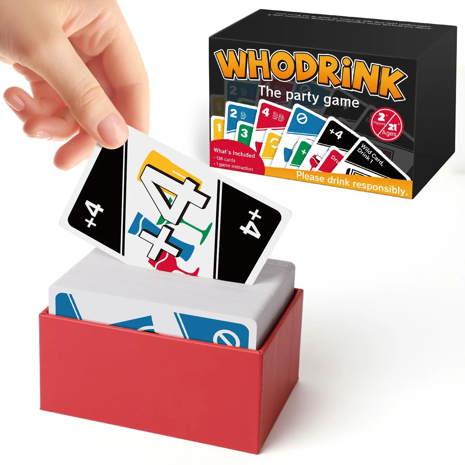 Whodrink，Drinking Games for Adults，The Party Game ，Fun and Easy Card Game for Game Nights，Drinking Board Games for Bachelorette Party,Couple Games