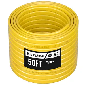 VEVOR NM-B Wire,  14AWG/2C Non-Mettalic Residential Indoor Electrical Wire with Ground, PVC Sheathed High-Purity Copper Core Cable, for Outlets, Switches, Other Loads & Lighting Wiring Projects(50 ft)
