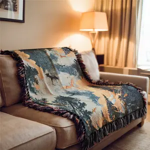 Flying Dragon Pattern Bohemian Style Sofa Towel: Thick Soft, Yarn Woven Not Printed, Non Fading and Easy To Care, Can Be Used for Home Decoration Bed Chair Tapestry Tablecloth Floor Garden Picnic Travel Outdoor Camping Office Nap, Fashion Couch Protector
