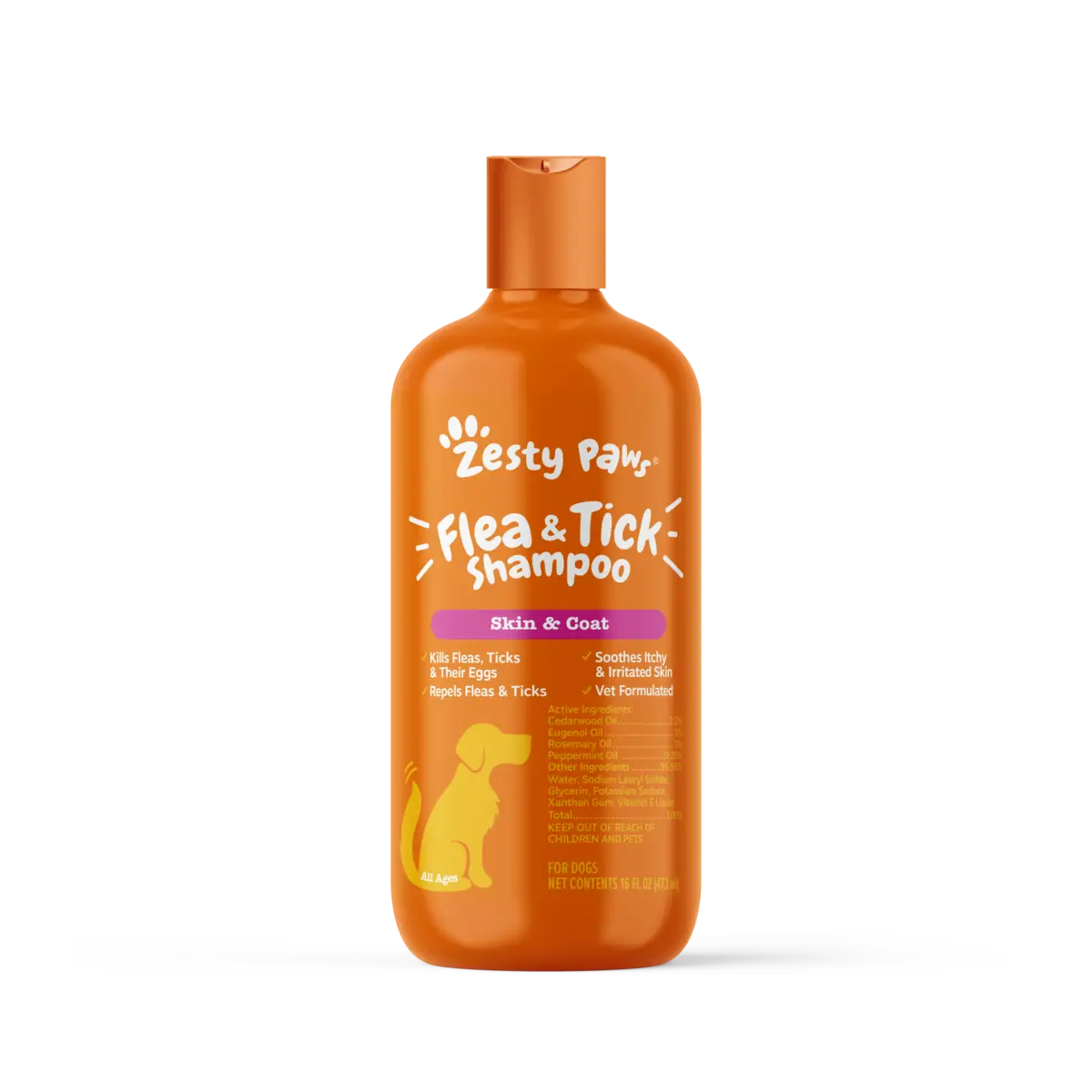 Zesty Paws Flea & Tick Veterinary Formulated Soothing Deodorizing Shampoo for Dogs, 16-fl oz bottle