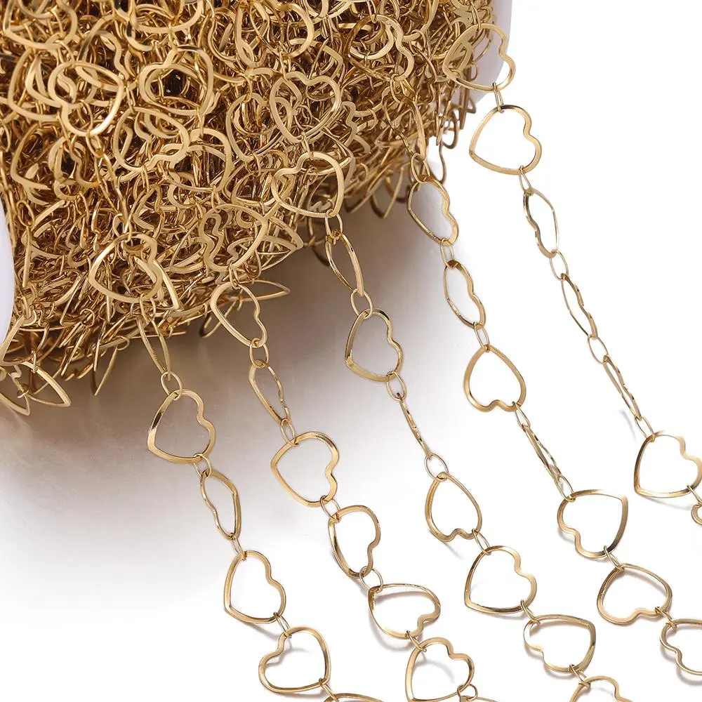 1meter Hollow Big Heart Link Chain Stainless Steel Handmade Chain for DIY Necklace Bracelet Choker Jewelry Making Chain