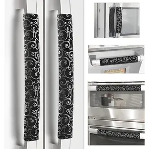 Refrigerator Door Handle Covers, Set of 6, Non-Slip Fridge Handle Covers, Washable Appliance Handle Covers, Keep Your Kitchen Clean, Microwave Oven Dishwasher Handle Protector(Black,  )