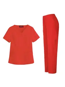Lightweight Thin Scrub Vet Hand Wash Clothes Short Sleeve Long Pants With Pocket Nurse Work Uniforms Set