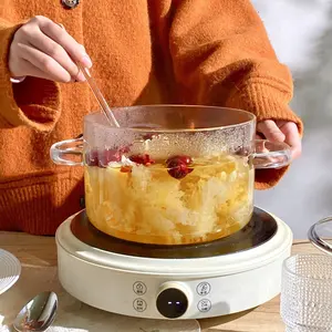 High borosilicate glass soup pot can be heated transparent stew pot open flame household soup pot glass milk pot health pot