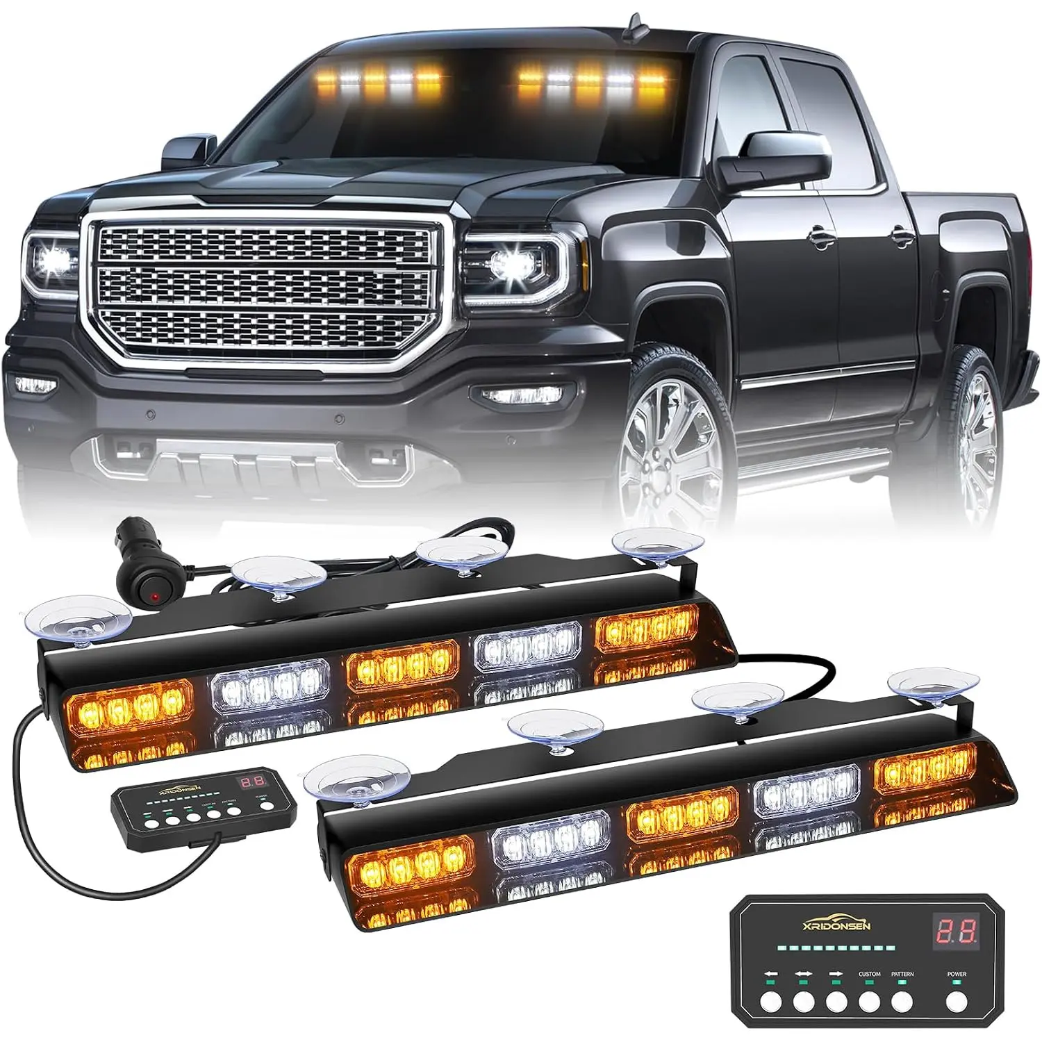 2x 17 inch Dash Strobe Lights for Trucks, 40 LED Visor Lights
