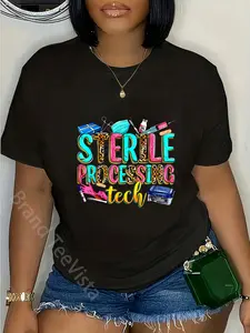 100% Cotton Leopard Sterile Processing Tech SPD Tech Week Nurse Life T-Shirt