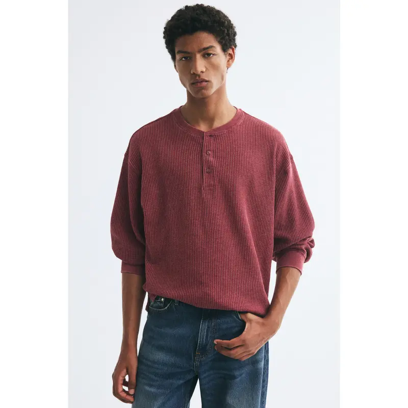H&M Regular Fit Waffled henley top