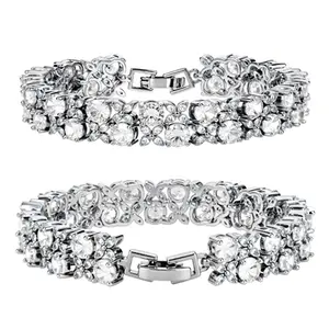 Mother's Day Gift-Stunning Double Layer Bracelet for Women,Micro-Paved Sparkle Moissanite,PVD Vacuum Plating, Adjustable,Perfect for Parties&Daily Wear