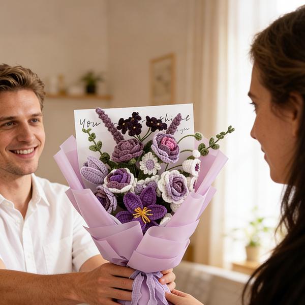 Hand-crocheted flower bouquets, complete with detailed instructions, make the perfect gift for Mother’s Day or Valentine’s Day,Beginner-Friendly Knitting Kit