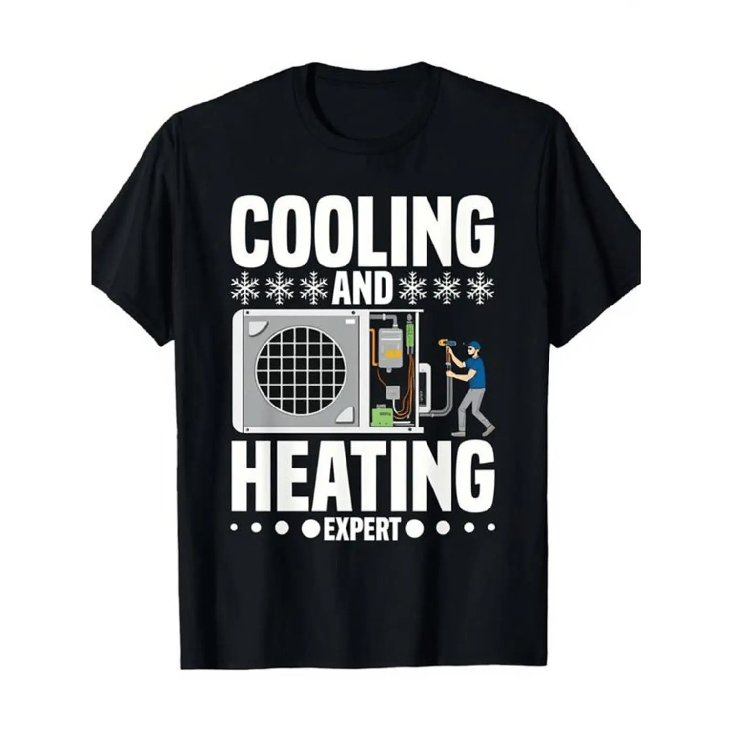 Comfortable Mens TShirt with Humorous Cooling and Heating Expert Graphic for Casual Workwear Among HVAC Technicians