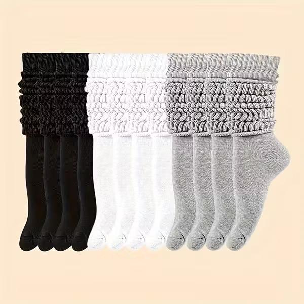 6 Pairs Women's Cozy Knit Calf Socks - Warm, Soft, and Comfortable High ...