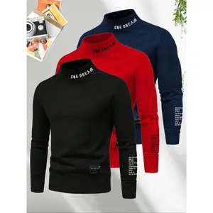 1-piece men's pullover sweatshirt, high round neck sweatshirt, personalized printed pattern, fashionable casual wear, autumn and winter men's wear, suitable for husbands or boyfriends to give gifts, street, commuting, outdoor use