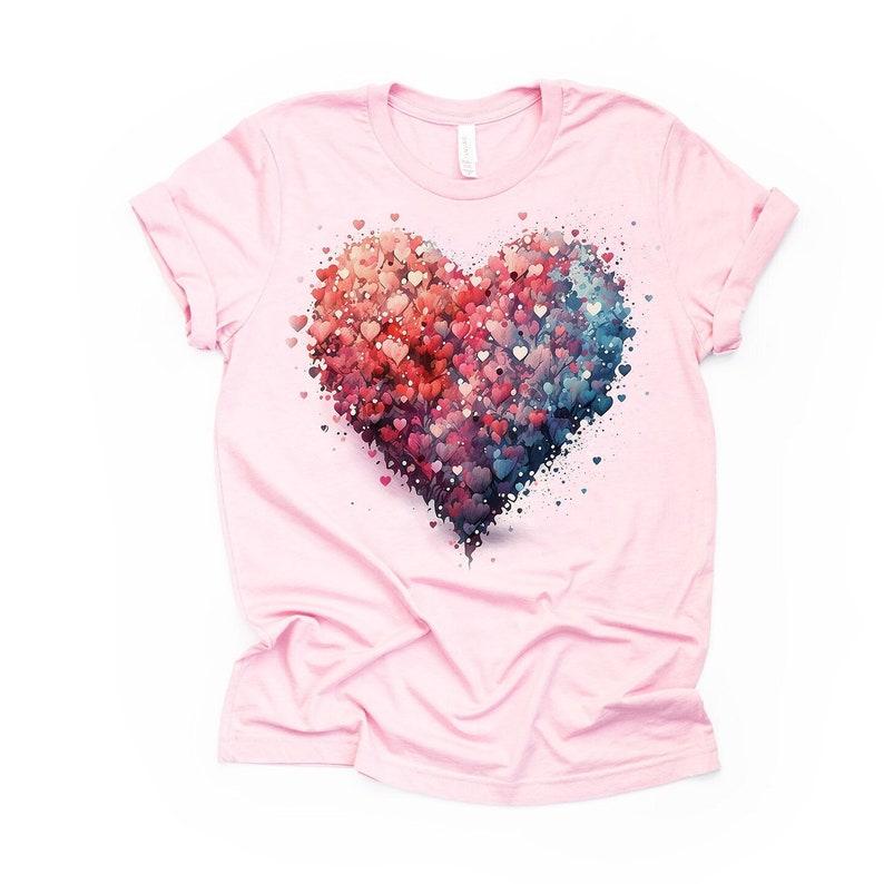 Bella Canvas Heart T-Shirt, Watercolor Heart Valentine's Day Tee - Unisex Bella Canvas Shirt
