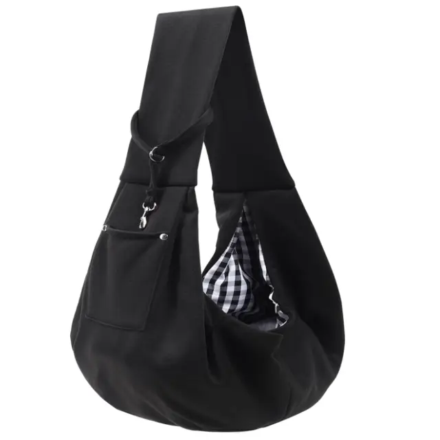Reversible Pet Carrier Sling with Storage Pocket for Small Dogs and Cats - Black