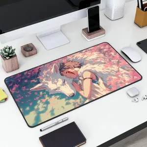 Princess Mononoke Desk Mat, Studio Ghibli Cute Anime Mouse Pad, Keyboard Mat, Mononoke Geek Anime Desk Mat For Office, Gift For Gamer