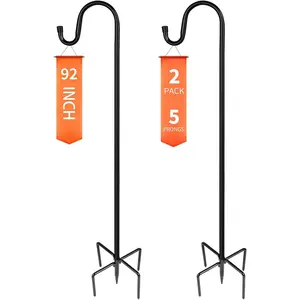 XDW-GIFTS  Bird Feeder Pole, 45 INCH Heavy Duty   for Outdoor with 5 Prong Base, Adjustable Stand Hanger for Garden Plant, Hummingbird Feeder, Lantern, Hanging Wedding Decor，Father’s Day gifts/presents，Gifts for father and grandpa. shepherd hook