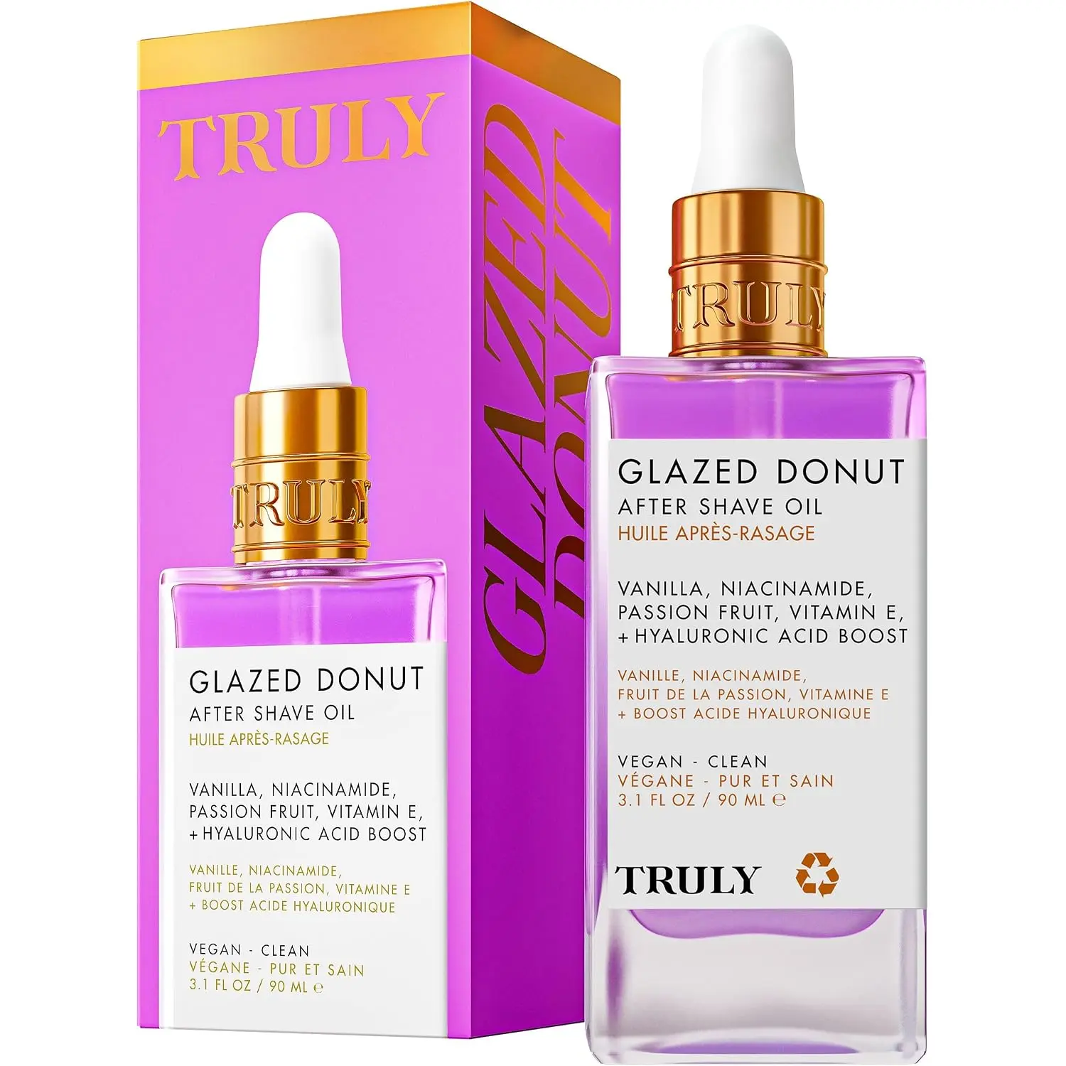 Truly Beauty Glazed Donut After Shave Oil with Hyaluronic Acid & Niacinamide for Sensitive Skin Hydrating Treatment for Ingrown Hairs Bikini Line Underarms Legs