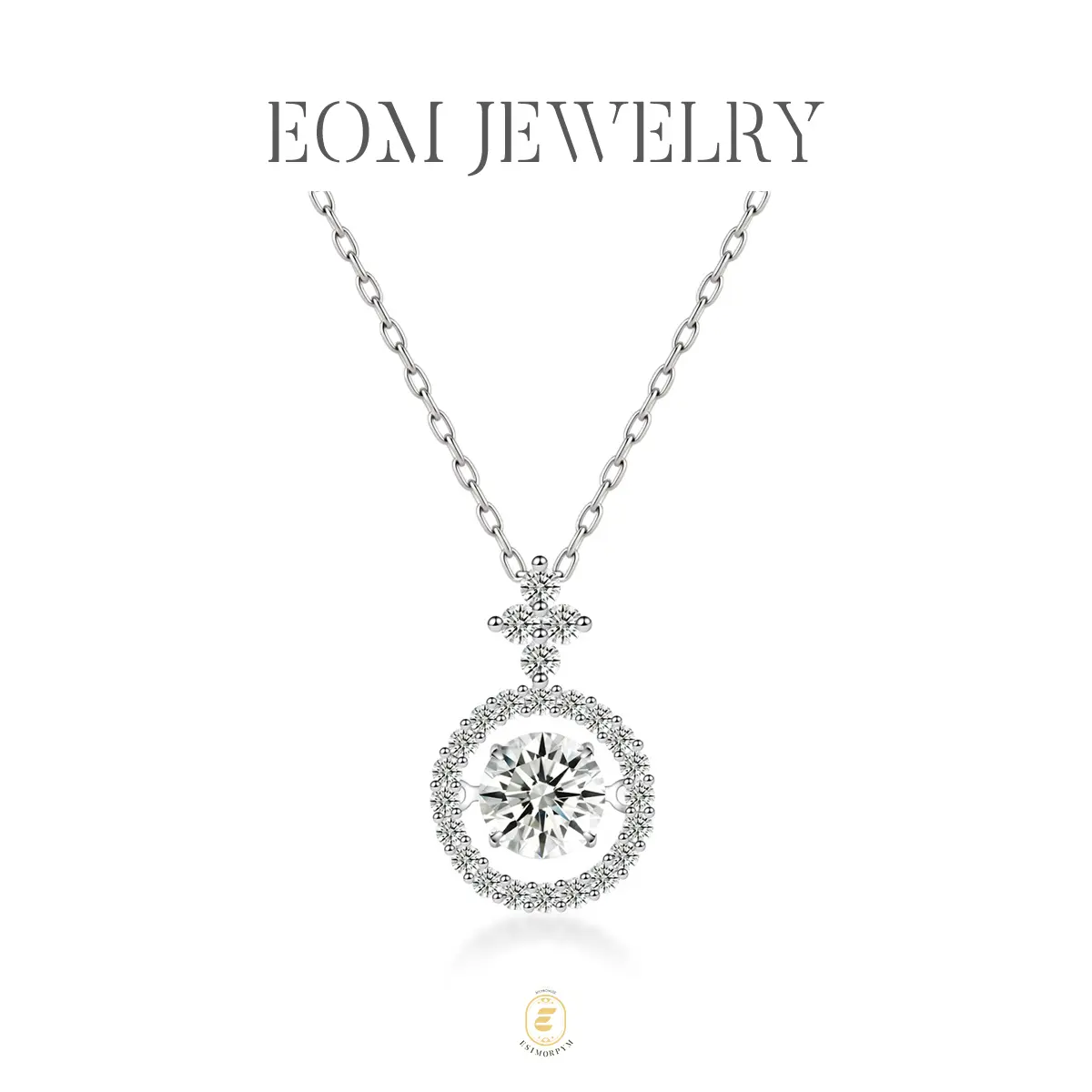 Moissanite 1ct Heartbeat of Light Halo Pendant Necklace Silver-Plated Birthday Wedding Engagement Anniversary Valentine's Day Gift Daily Wear