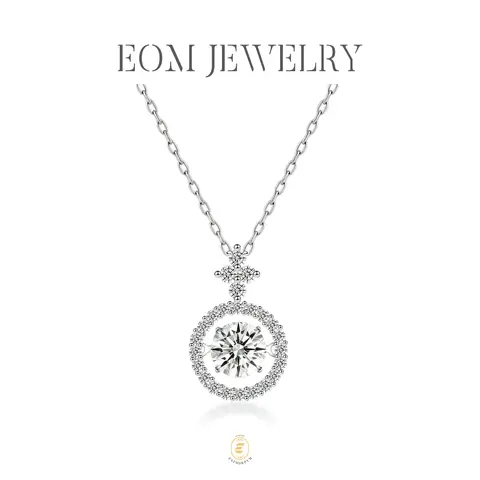 Moissanite 1ct Heartbeat of Light Halo Pendant Necklace Silver-Plated Birthday Wedding Engagement Anniversary Valentine's Day Gift Daily Wear