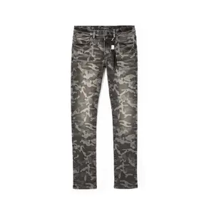 Cult's Punk Super  601  in Camo Menswear Pocket Stretch Vintage Black Denim Trouser Pants Slim-Fit Embroidered Light Wash Jeans Men's Stacked Ripped Skinny Jeans Casual