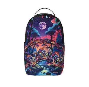 Sprayground Psychedelic Forrest DLXR Backpack Multicolor Trippy Forest Graphic Spacious Main Compartment Multiple Zip Pockets Padded Straps