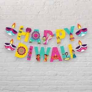 Celebrate Diwali with Our Elegant Happy Diwali Banner | Cardstock Wall Hanging Decor | Perfect for Home, Party, Office | Add Joy & Light