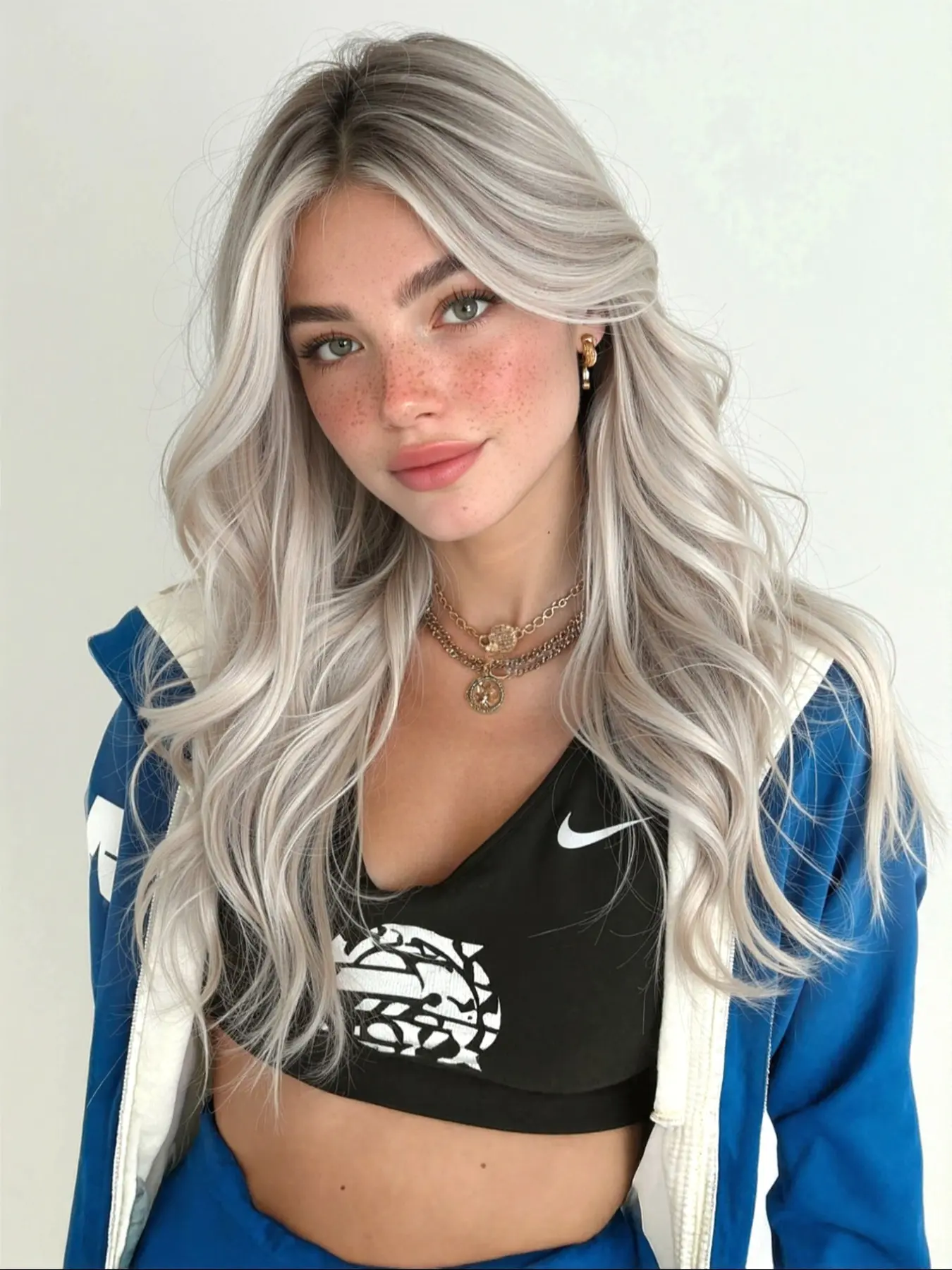 13x6 Lace Front Wig, Highlighted Silver Color, Long Curly Hair, Heat Resistant, Comfortable, Natural Look, Easy Wear, Trendy Essential, Beginner Friendly Wig