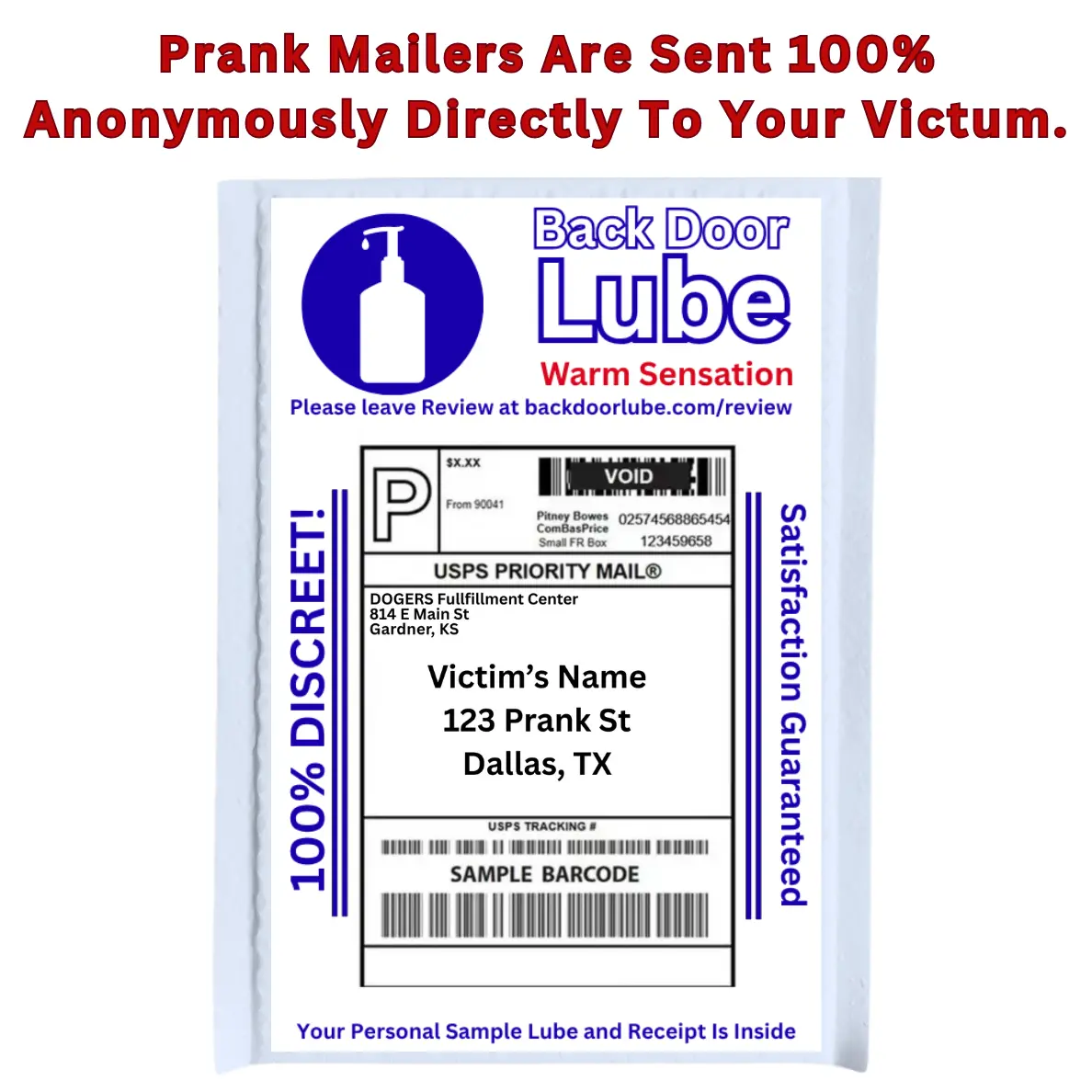Anonymous Mail Prank: Back Door Lube - Hilarious Prank Mailed