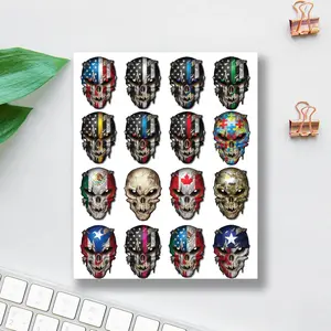 Skull sticker – Premium Skull Stickers for Trucks and Cars – American Flag Stickers with Red Reflective Eyes Skull – Cool and Unique Skull Stickers and Decals with Military Graphic