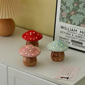 Glowing Mushroom Night Light, Ceramic Bedside Lamp for Bedroom, Aesthetic INS Decor, Cozy Ambient Light, Cute Birthday Gift  Cute Glowing Mushroom Night Light, Ceramic Bedside Lamp, Cozy Bedroom Decor, Perfect Birthday Gift