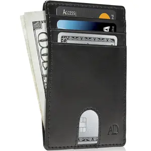 Slim Minimalist Wallets For Men - PU Leather Front Pocket Thin Mens Wallet RFID Credit Card Holder Gifts For Men