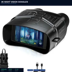 4K Night Vision Goggles Binoculars for Camping & Security - 5000mAh Battery, 32GB Card, Infrared 850nm, 3’’ HD Screen
