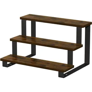 Wooden Display Riser Stand,15.75 Inch Tiered Perfume and Cologne Organizer Stand, 3 Tier  Rack Organizer, Rustic Display Shelf for Cupcake, Figures, Candles (3 Tier Brown,15.75 In)