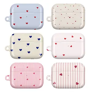 Cute Heart AirPods Case – Minimal Red Heart Aesthetic Protective Cover for AirPods 1 2 3 4 & AirPods Pro 1 2 3 | Coquette Style, Soft Girl Cute Design, Tiny Hearts Pattern, Clean Girl Aesthetic, Trendy Girly Case, Valentine Gift for Her Women Girl