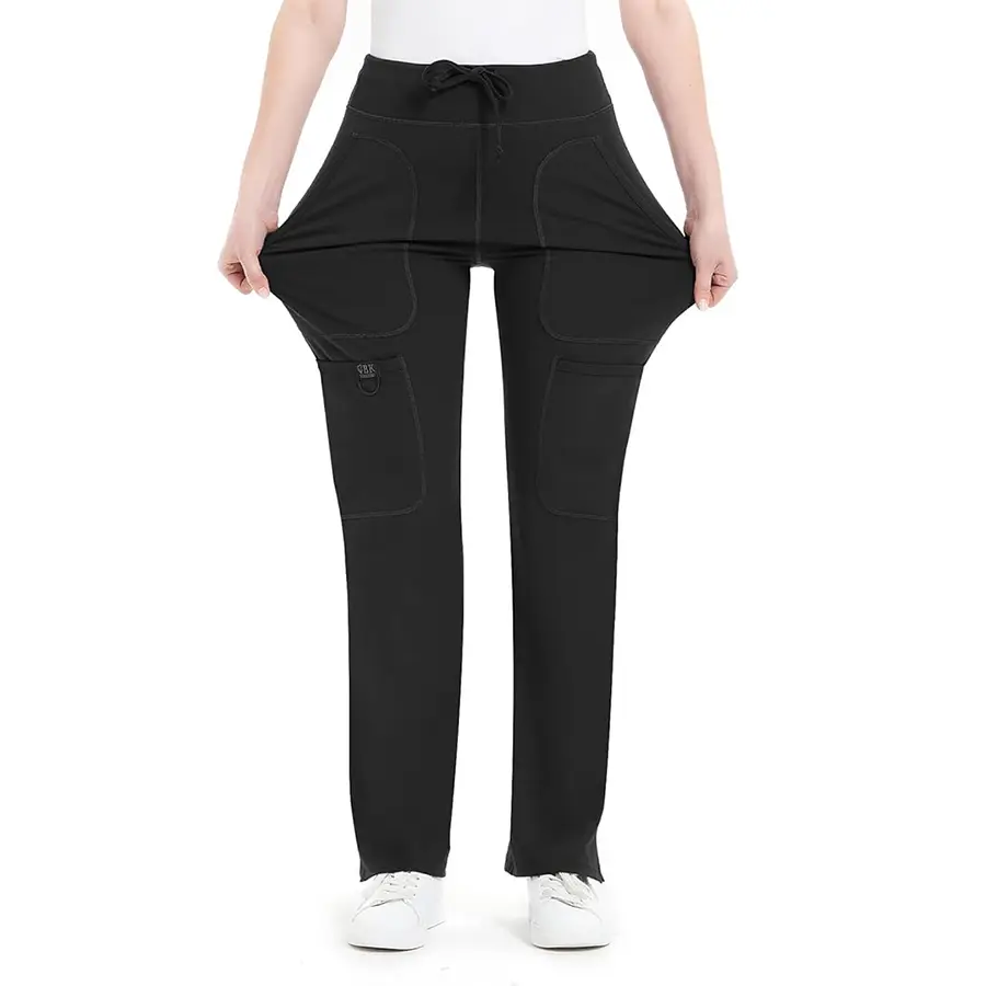 Dreammonkey Yoga Scrub Pants Women Mid Rise Yoga Work Pants- Five Pocket Cargo Scrub Pant Activewear For Fitness Athletic Sportswear
