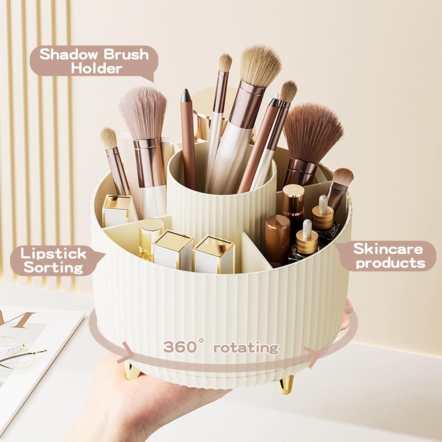 360 Degree Rotating Desktop Organizer,Makeup Brushes,Pencils,Desktop Stationery Storage Rotating Rack,Premium Plastic Organizer For Office,School And Home